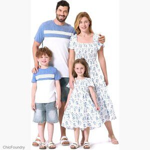 Casual Ditsy Floral Dress with Ruffled Shoulder Elastic Waist